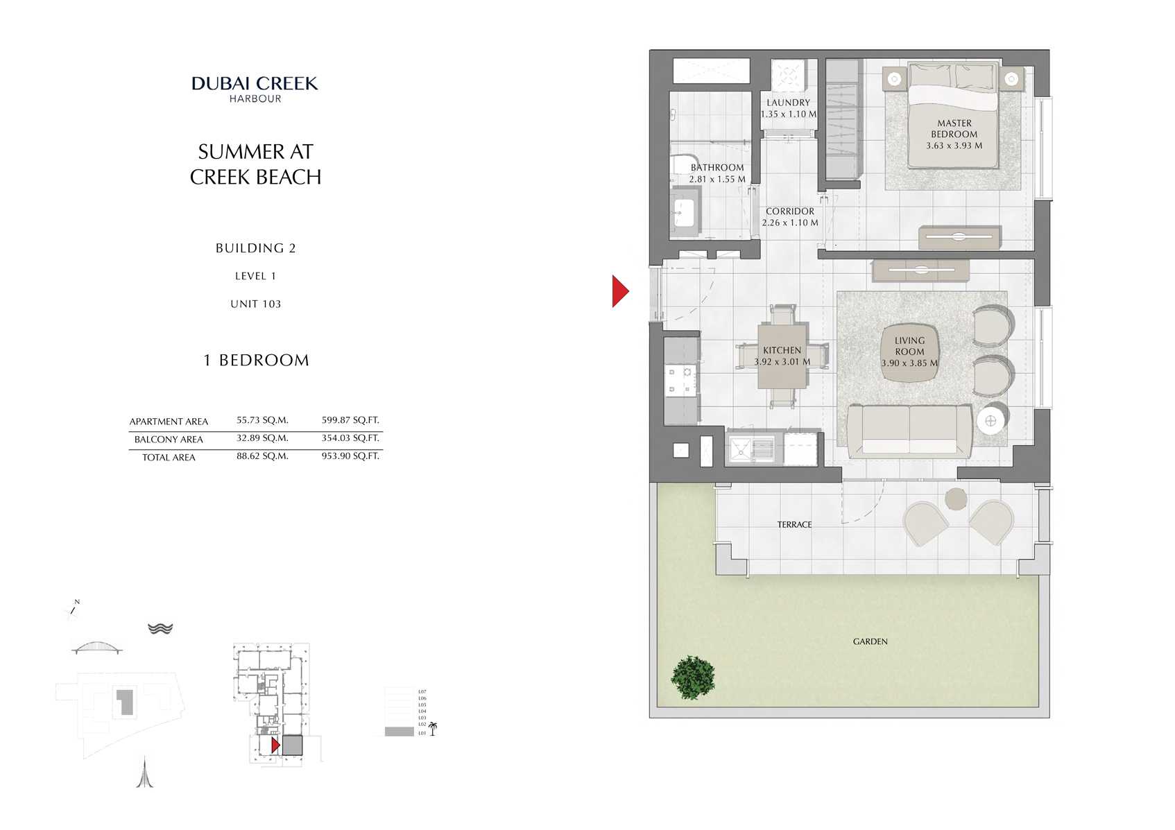 1 Br Building 2 Level 1 Unit 103, Size 953 Sq Ft